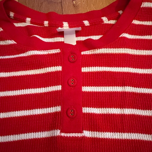 Pajamas Valentine’s Day red white thermal striped target long underwear M L 8 10 - Picture 3 of 10